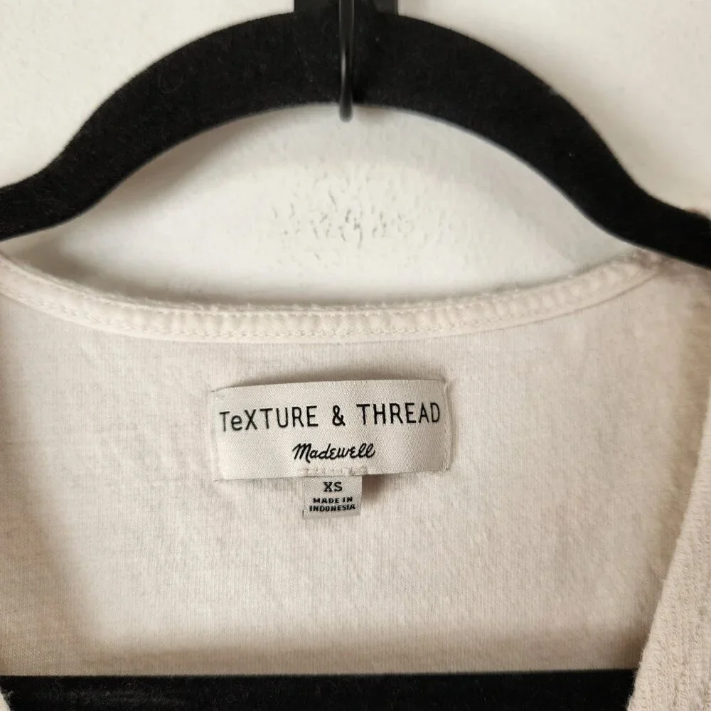 Madewell Texture and Thread Textured Tie-Front Top Blouse Shirt Ivory Women's XS - Picture 5 of 7
